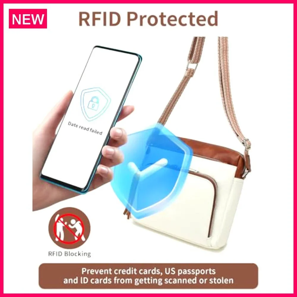 Medium Vegan Leather Crossbody Bag with RFID Pockets & Built-in Wallet - Picture 6 of 8